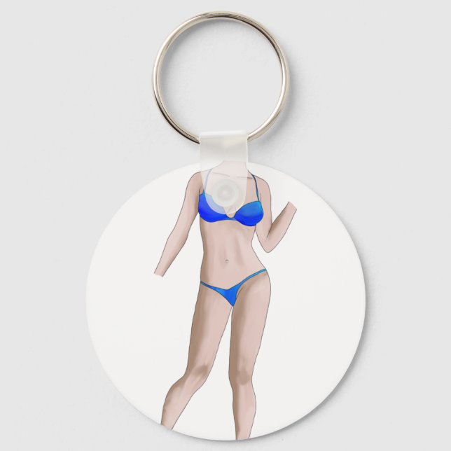 Bikiniflicka Oljemålning Nyckelring (Framsida)