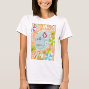 Bikiniflickor och killar som spelar poolspel t shirt