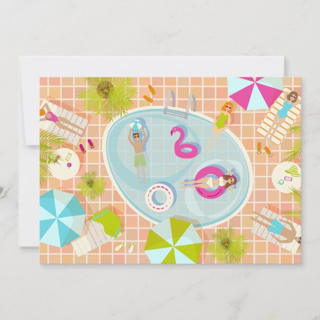 Bikiniflickor och killar som spelar simhallspel inbjudningar (Framsida)