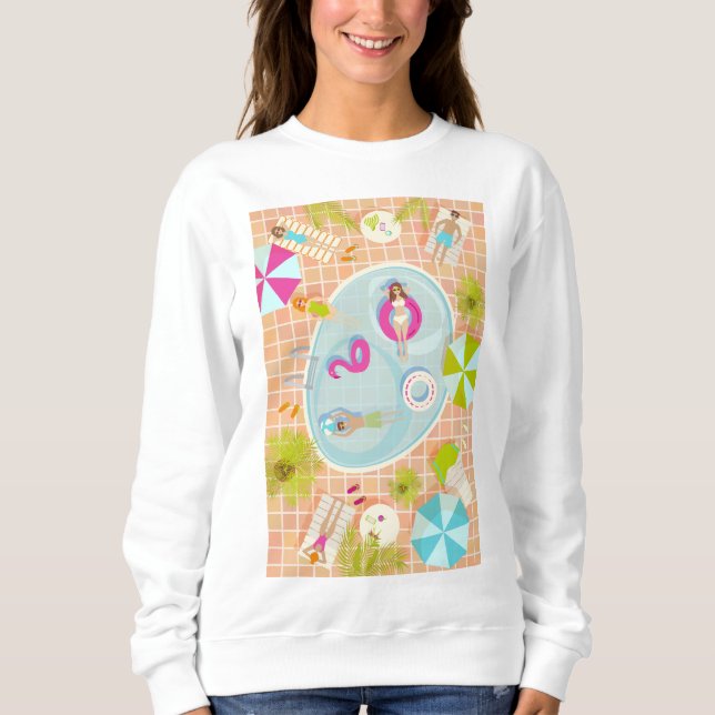 Bikiniflickor och killar som spelar simhallspel t shirt (Framsida)