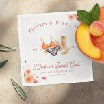 Bikinis & Bellinis Bachelorette Social Club Pappersservett<br><div class="desc">Cheers to sun-kissed celebrations with these Bikinis & Bellinis Bachelorette Social Club napkins! Featuring a watercolor bikini and peach Bellini design surrounded by romantic florals, these custom napkins add a playful and polished touch to your summer bachelorette weekend. Personalize with your bride’s name, destination, or event details to match the...</div>