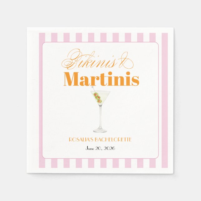 Bikinis & Martinins Möhippa (Rosa & vit) Pappersservett (Framsidan)
