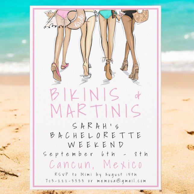 Bikinis & Martinis Bachelorette Party Helg Inbjudningar (Skapare uppladdad)