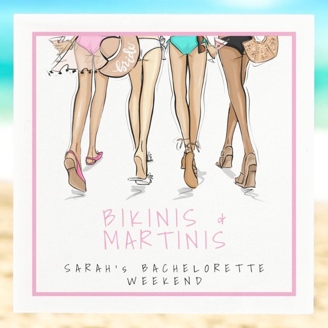 Bikinis & Martinis Bachelorette Party Helg Pappersservett (Skapare uppladdad)