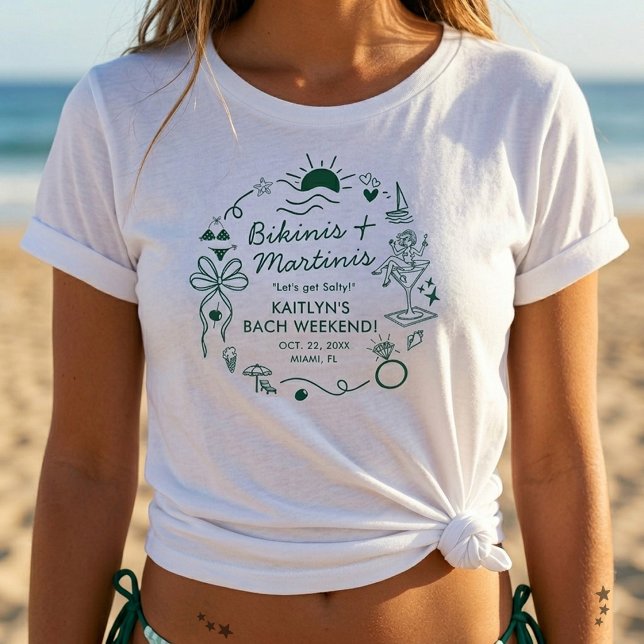 Bikinis & Martinis Beach Bachelorette Party Custom T Shirt (Skapare uppladdad)