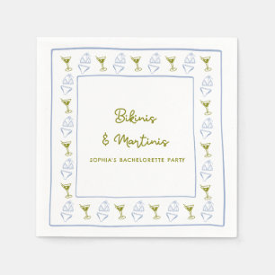 Bikinis & Martinis Blue Olive Bachelorette Party Pappersservett