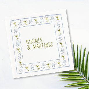 Bikinis & Martinis Blue Olive Bachelorette Party Pappersservett