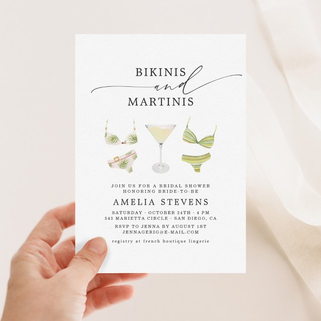 Bikinis & Martinis Bröllopsdusch Möhippa Inbjudningar (Skapare uppladdad)