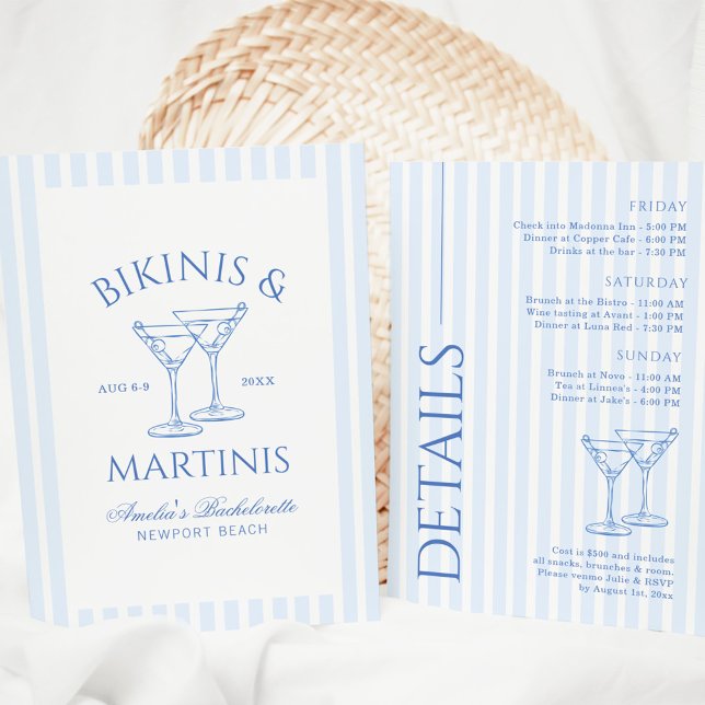 Bikinis & Martinis Green Bachelorette Weekend Invi Inbjudningar (Skapare uppladdad)
