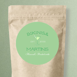 Bikinis & Martinis Green Beach Möhippa Runt Klistermärke