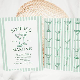 Bikinis & Martinis Grön Möhippa Inbjudningar