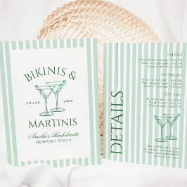 Bikinis & Martinis Grönt Bachelorette Helg Inbjudningar