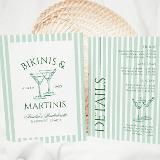 Bikinis & Martinis Grönt Bachelorette Helg Inbjudningar