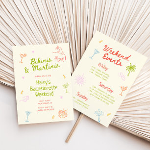 Bikinis & Martinis Hand plockade Bachelorette Inbjudningar