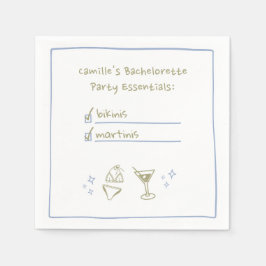 Bikinis & Martinis Handskriftlig Bachelorette Part Pappersservett