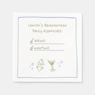 Bikinis & Martinis Handskriftlig Bachelorette Part Pappersservett