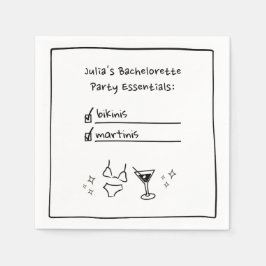 Bikinis & Martinis Handskriftlig Bachelorette Part Pappersservett