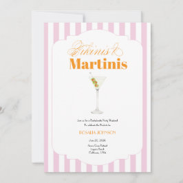 Bikinis & Martinis möhippa (rosa & orange) Inbjudningar
