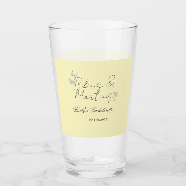 Bikinis & Martinis möhipparty gult retro Glaskopp (Framsida)