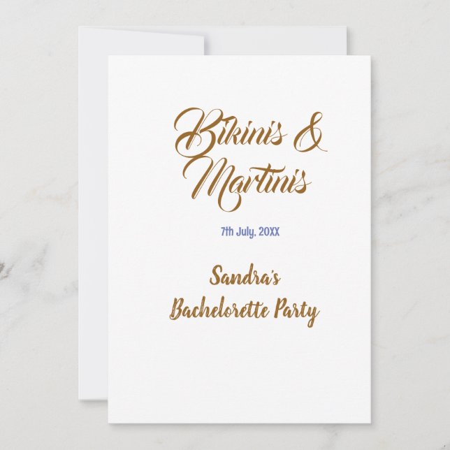 bikinis & martinis möhipparty namn brun  inbjudningar (Framsida)