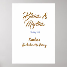 bikinis & martinis möhipparty namn brun  poster