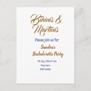 bikinis & martinis möhipparty namn brun  vykort