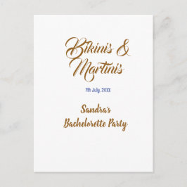 bikinis & martinis möhipparty namn brun  vykort