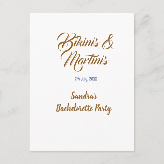 bikinis & martinis möhipparty namn brun  vykort (Framsida)