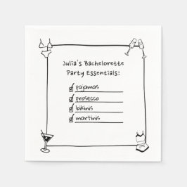 Bikinis, Martinis, Pajamas, Prosecco Bachelorette Pappersservett