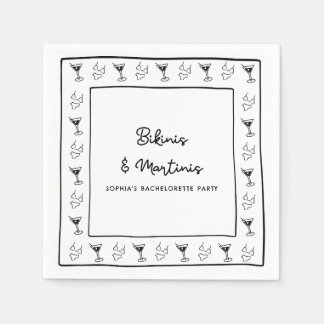 Bikinis & Martinis Personalize Bachelorette Party Pappersservett