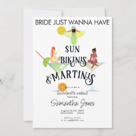 Bikinis & Martinis Tropical Pool Hen Bachelorette Inbjudningar