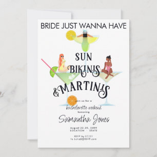 Bikinis & Martinis Tropical Pool Hen Bachelorette Inbjudningar