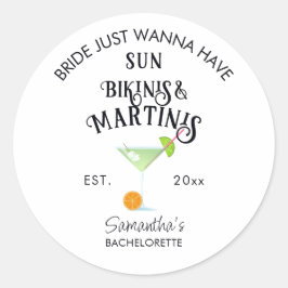 Bikinis & Martinis Tropisk Pool Möhippa Runt Klistermärke