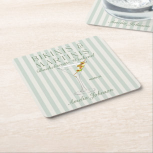Bikinis & Martinis Underlägg Papper Kvadrat