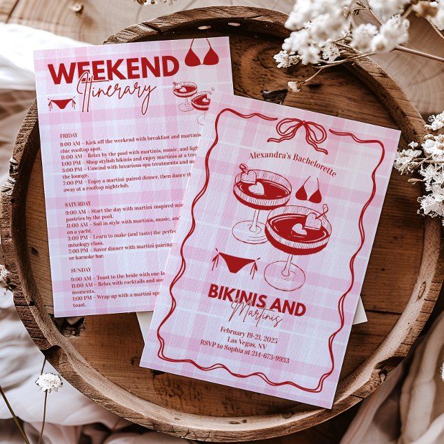 Bikinis och Martinis Bachelorette Itinerary Inbjudningar (Skapare uppladdad)