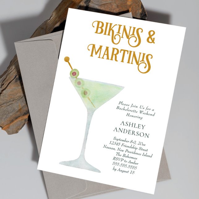Bikinis och Martinis Bachelorette Party Helg Inbjudningar (Skapare uppladdad)
