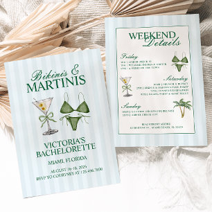 Bikinis och Martinis Bachelorette Party Itinerary Inbjudningar