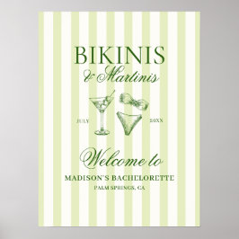 Bikinis och Martinis Bachelorette Welcome Poster