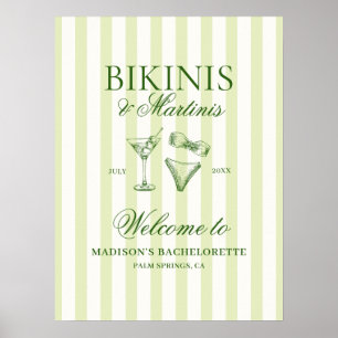 Bikinis och Martinis Bachelorette Welcome Poster