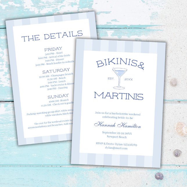 Bikinis och Martinis Beach Bachelorette Helg Inbjudningar (Bikinis And Martinis Beach Bachelorette Weekend Invitation)
