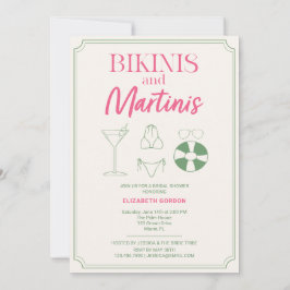 Bikinis och Martinis Bröllopsdusch Rosa Grön Inbjudningar