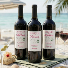 Bikinis och Martinis Bröllopsduschgåvor Rosa Vinflaska Etikett