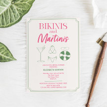 Bikinis och Martinis Bröllopsfest Rosa Grön