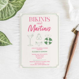 Bikinis och Martinis Bröllopsfest Rosa Grön Inbjudningar