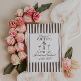 Bikinis och martinis Elegant vintage bachelorette Inbjudningar