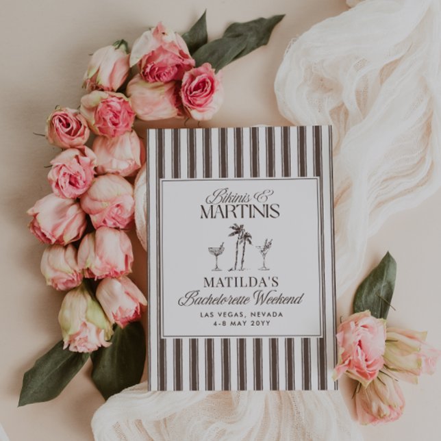 Bikinis och martinis Elegant vintage bachelorette Inbjudningar (Skapare uppladdad)