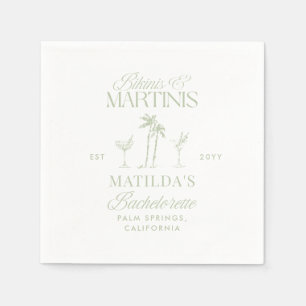 Bikinis och martinis Elegant vintage bachelorette Pappersservett
