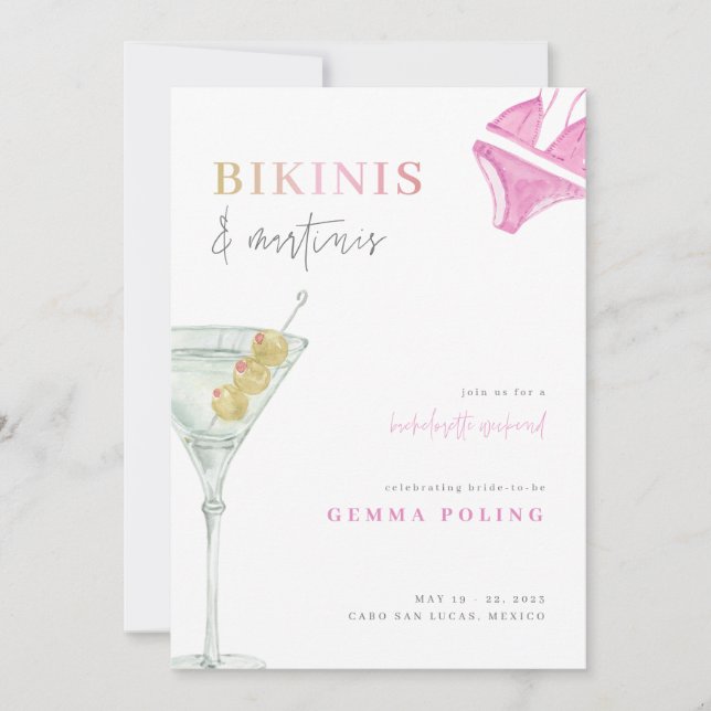 Bikinis och Martinis Möhippa Helg Inbjudan (Framsida)