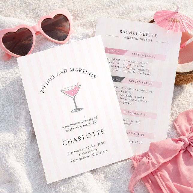 Bikinis och Martinis Möhippa Helg Inbjudningar (Skapare uppladdad)
