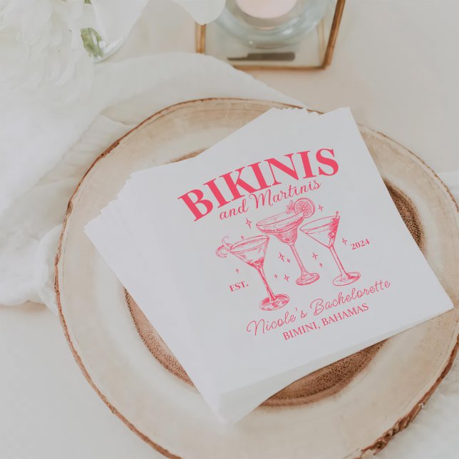 Bikinis och Martinis Red Bachelorette Party Pappersservett (Skapare uppladdad)